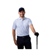 Glenmuir Men's Andrews Golf Polo - White/Light Blue