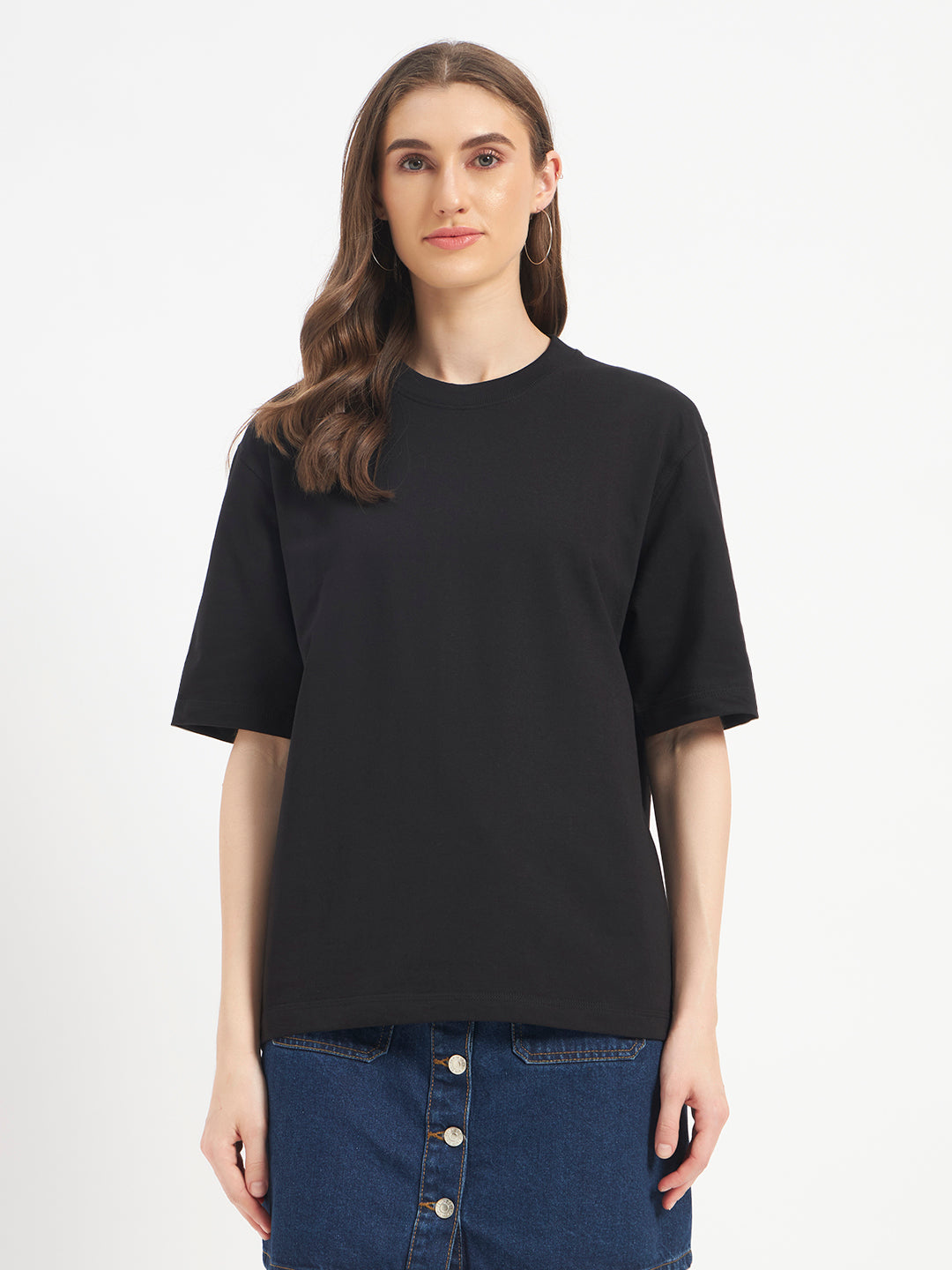 Oversized Essential T-Shirt For Women Washed Black