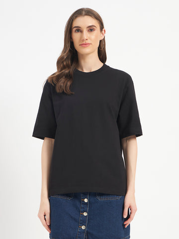Oversized Essential T-Shirt For Women Washed Black