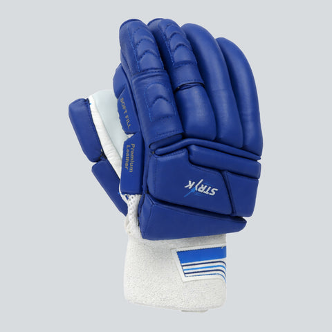 STRYK Cricket Batting Gloves for Men | Premium PU Leather | High Density Foam Padding | Soft Fill Palm | Velcro Closure | Blue & White