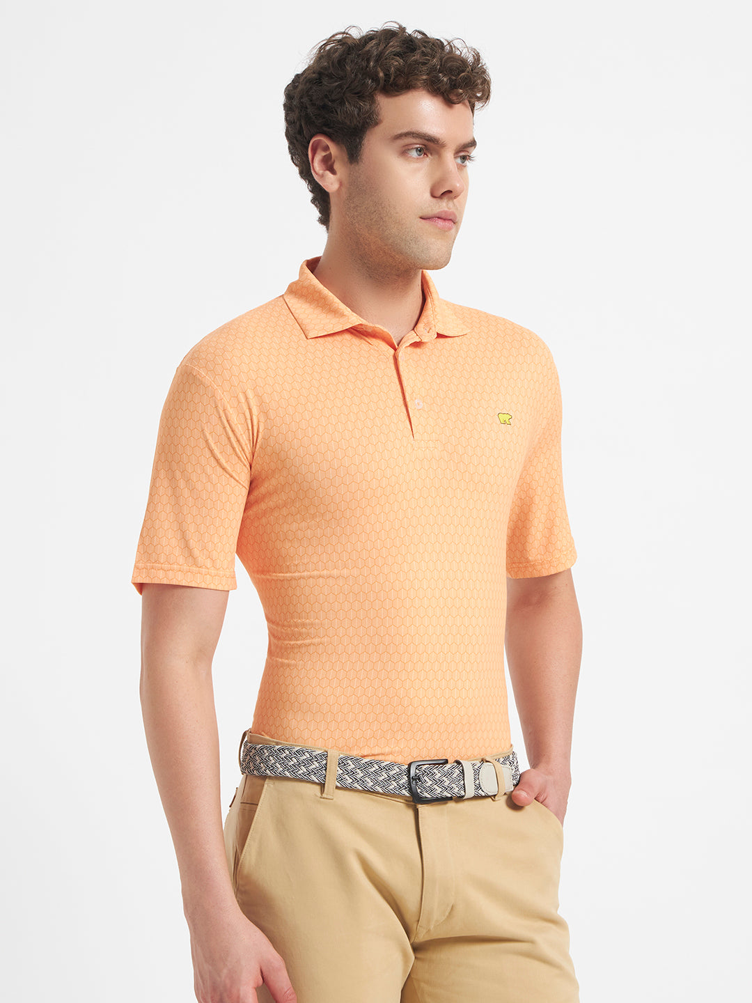 Men’s Solid Performance Golf Polo Shirt – Lightweight Breathable Fit (Orange)