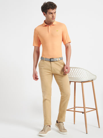 Men’s Solid Performance Golf Polo Shirt – Lightweight Breathable Fit (Orange)