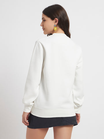 ZYBE Solid Crew Neck Sweatshirt for Women