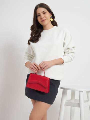 ZYBE Solid Crew Neck Sweatshirt for Women