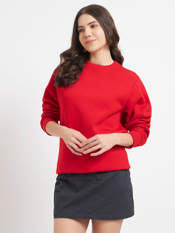 ZYBE Solid Crew Neck Sweatshirt for Women