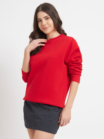 ZYBE Solid Crew Neck Sweatshirt for Women