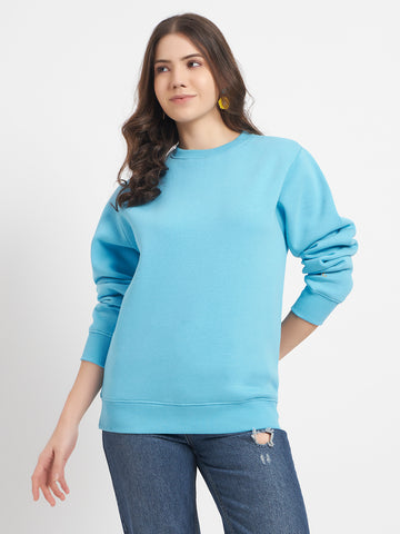ZYBE Solid Crew Neck Sweatshirt for Women