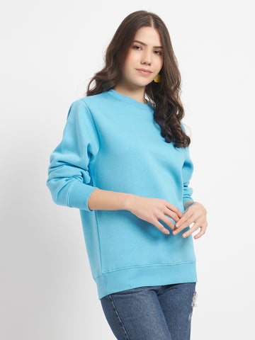 ZYBE Solid Crew Neck Sweatshirt for Women