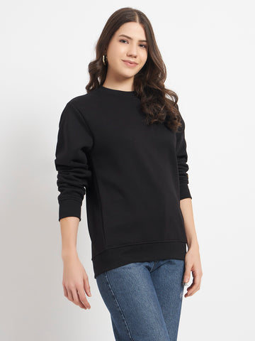 ZYBE Solid Crew Neck Sweatshirt for Women