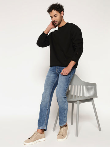 ZYBE Solid Crew Neck Sweatshirt for Men