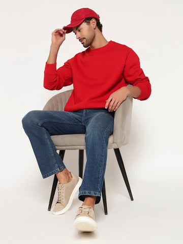 ZYBE Solid Crew Neck Sweatshirt for Men