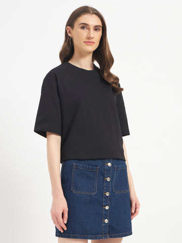Oversized Essential T-Shirt For Women Washed Black