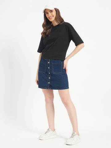 Oversized Essential T-Shirt For Women Washed Black