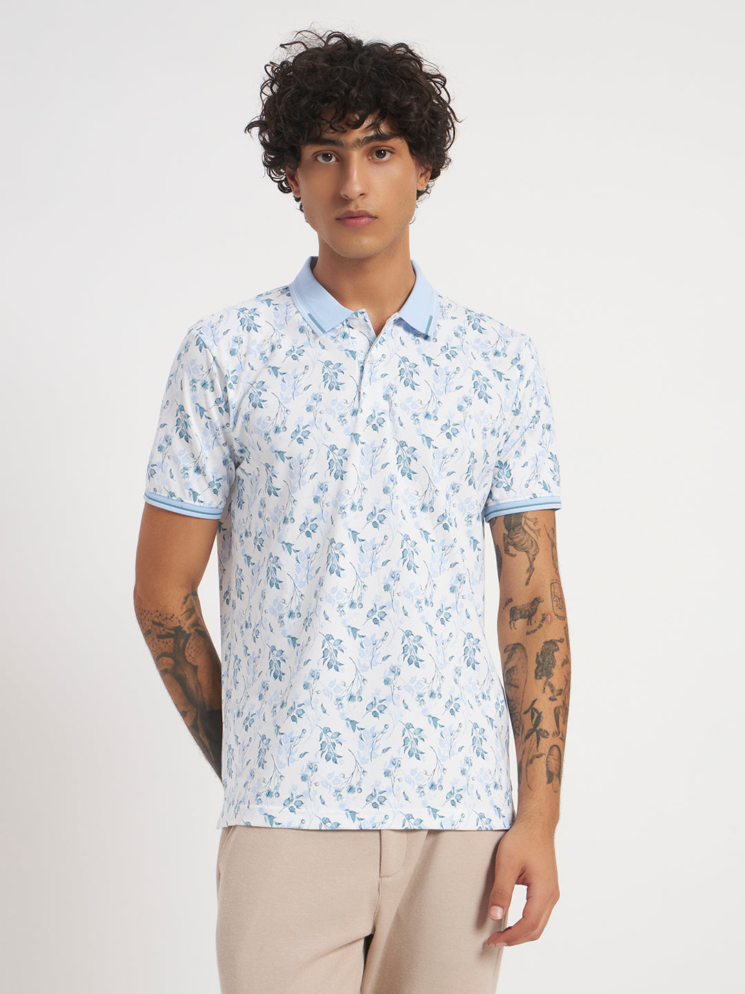 Sky Bloom Print Polo