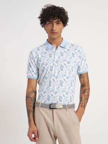 Sky Bloom Print Polo
