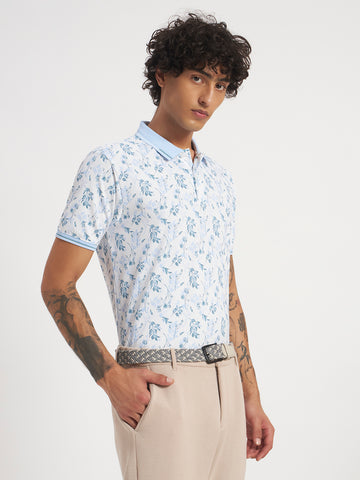 Sky Bloom Print Polo
