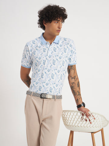 Sky Bloom Print Polo