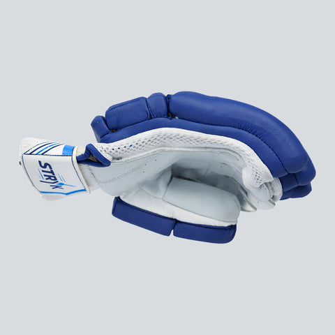 STRYK Cricket Batting Gloves for Men | Premium PU Leather | High Density Foam Padding | Soft Fill Palm | Velcro Closure | Blue & White