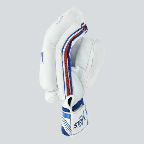 STRYK Cricket Batting Gloves for Men | Premium PU Leather | High Density Foam Padding | Right & Left Hand | Blue & White