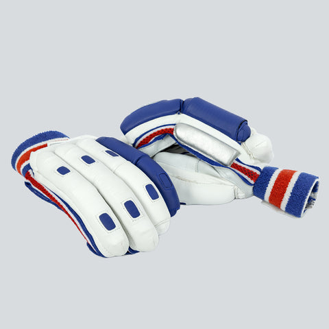 STRYK Cricket Batting Gloves for Men | Premium PU Leather | High Density Foam Padding | Right & Left Hand | Blue & White