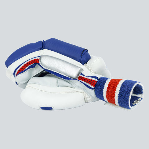 STRYK Cricket Batting Gloves for Men | Premium PU Leather | High Density Foam Padding | Right & Left Hand | Blue & White