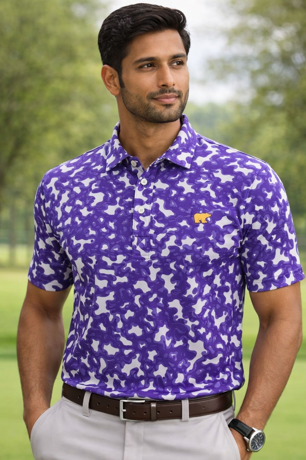 Men’s Camo Performance Polo – Lightweight Stretch & Breathable Fit