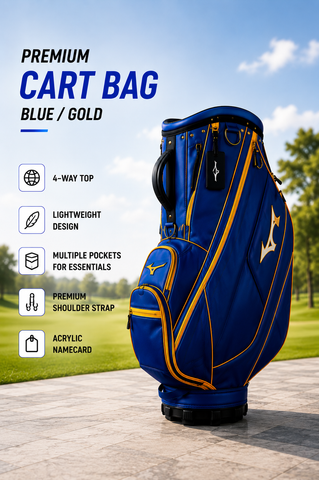 Premium Blue & Gold Cart Bag – Lightweight Golf Bag with Multiple Pockets