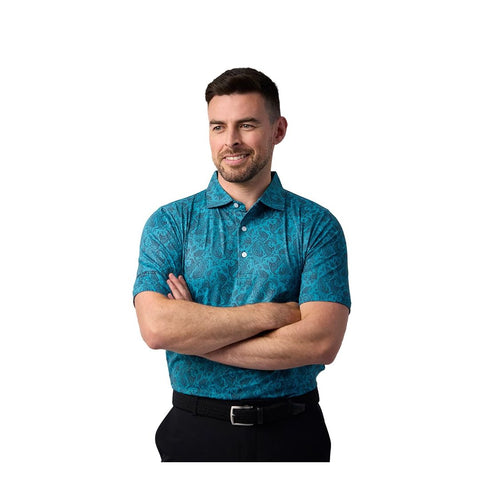 Glenmuir Men's Andrews Golf Polo - Lagoon Black