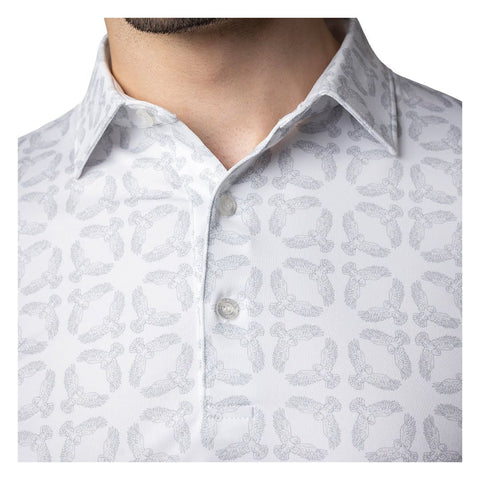 Glenmuir Men's Eagle Golf Polo - White/Light Grey