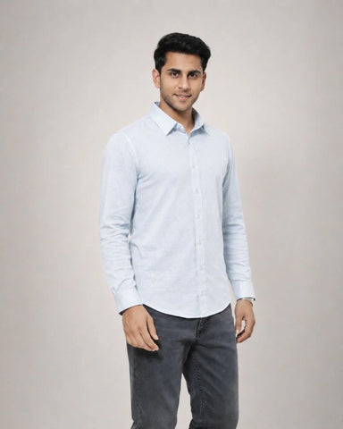 ZYBE Breeze Blue Linen Shirt